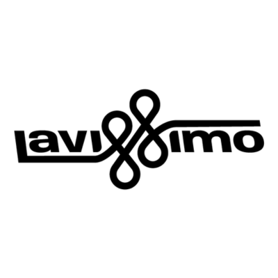 The image shows the word "lavissimo" in a stylized black font, with the two "s" letters in the center forming an interlocking, symmetrical loop design. The text is on a white background.