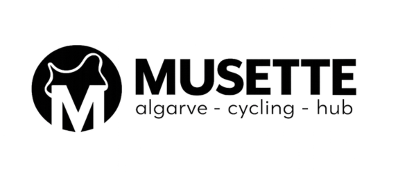 Logo for Musette Algarve Cycling Hub featuring a stylized white letter 